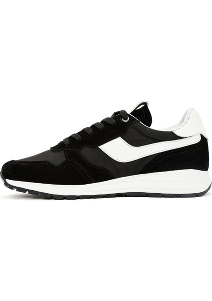 Erkek Siyah Bağcıklı Deri Sneaker 25SFD707414