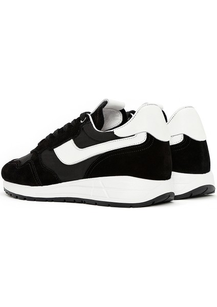 Erkek Siyah Bağcıklı Deri Sneaker 25SFD707414