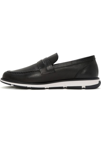 Erkek Siyah Deri Casual Loafer 25SFD680618