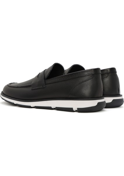 Erkek Siyah Deri Casual Loafer 25SFD680618