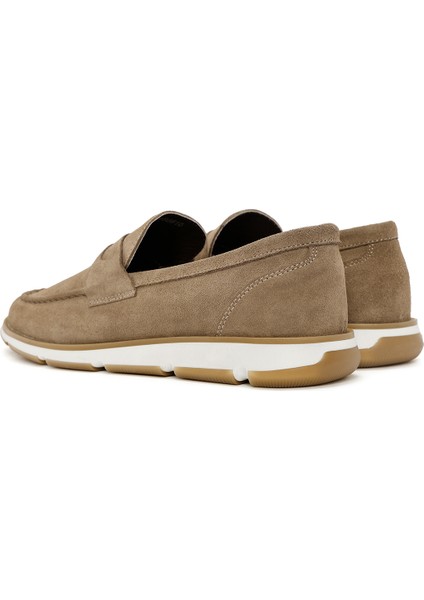 Erkek Vizon Süet Deri Casual Loafer 25SFD680610