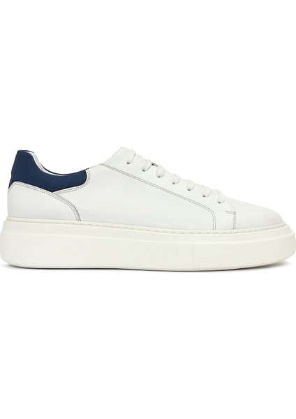 Erkek Beyaz Bağcıklı Deri Sneaker 25SFD612918
