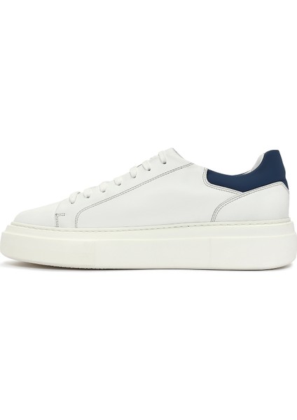 Erkek Beyaz Bağcıklı Deri Sneaker 25SFD612918