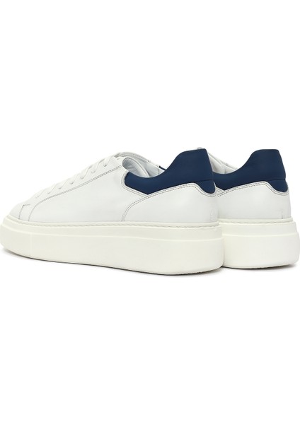 Erkek Beyaz Bağcıklı Deri Sneaker 25SFD612918