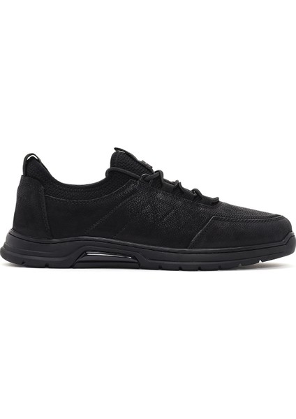 Erkek Siyah Bağcıklı Nubuk Deri Casual Sneaker 25SFD6500V3