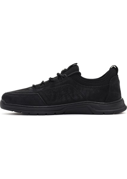 Erkek Siyah Bağcıklı Nubuk Deri Casual Sneaker 25SFD6500V3