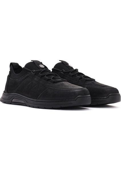 Erkek Siyah Bağcıklı Nubuk Deri Casual Sneaker 25SFD6500V3