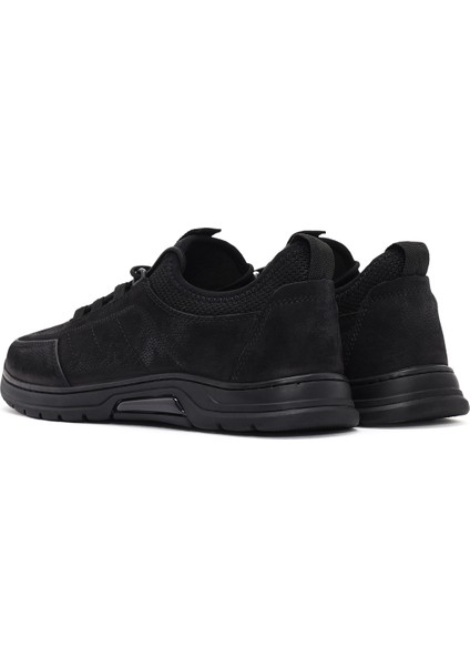 Erkek Siyah Bağcıklı Nubuk Deri Casual Sneaker 25SFD6500V3