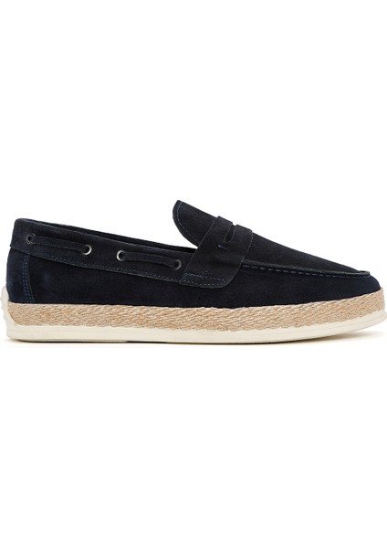 Erkek Lacivert Süet Deri Casual Loafer 25SFD680910