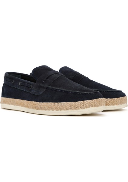 Erkek Lacivert Süet Deri Casual Loafer 25SFD680910