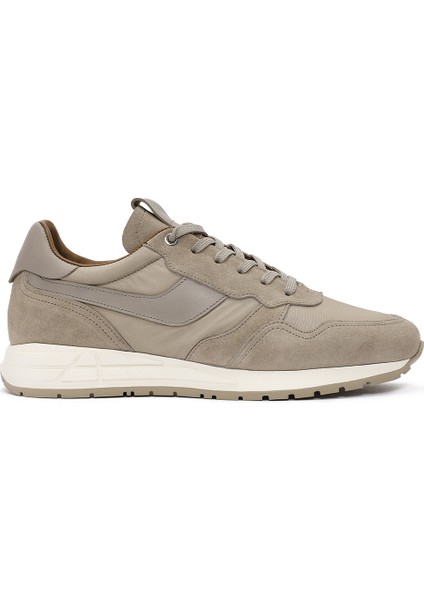 Erkek Bej Bağcıklı Deri Sneaker 25SFD707414