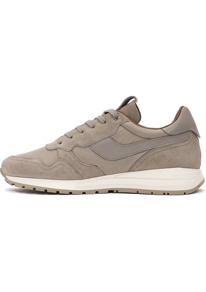 Erkek Bej Bağcıklı Deri Sneaker 25SFD707414