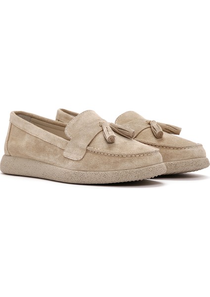Kadın Bej Süet Deri Comfort Loafer 25SFD152010