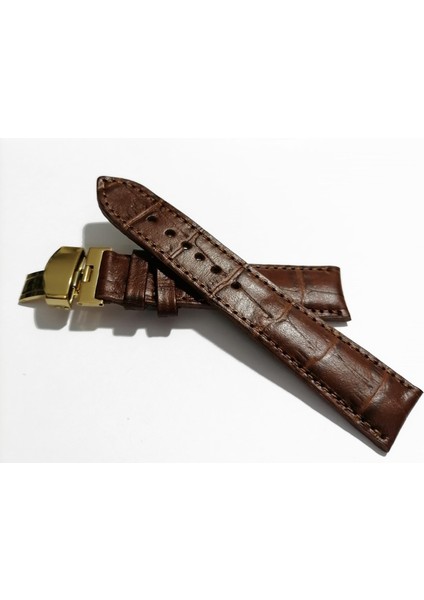 &hertür Saate &uygun Kelebek Toka 20 Mm Kahve Kordon(177) Altın Toka