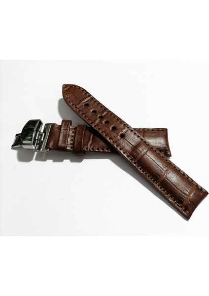 &hertür Saate &uygun Kelebek Toka 20 Mm Kahve Kordon(174) Gumuş Toka
