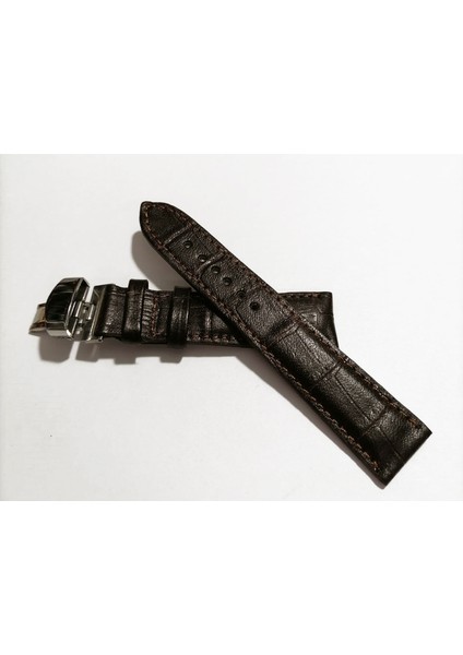 &hertür Saate &uygun Kelebek Toka 20 Mm Koyu Kahve Kordon(173) Gumuş Toka