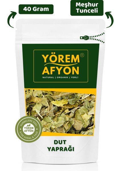 Yörem Afyon Meşhur Tunceli Yeni Mahsul Dalında Kurutulmuş Organik Dut Yaprağı | 40GR.