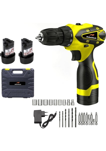 Germany 398 V 40 Ah High Eco Series Darbeli Metal Şanzıman Çift Akülü Vidalama Matkap + 27 Parça Setli
