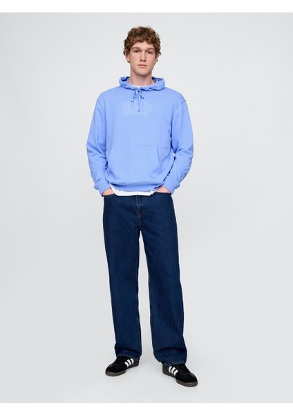 Erkek Mavi Gap Logo Fransız Havlu Kumaş Sweatshirt