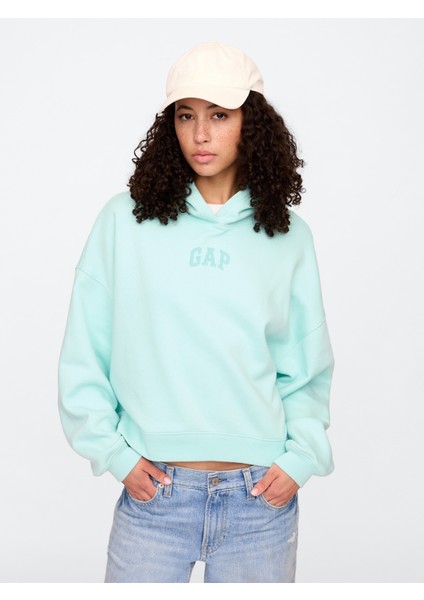Kadın Açık Mavi Relaxed Gap Logo Fleece Sweatshirt