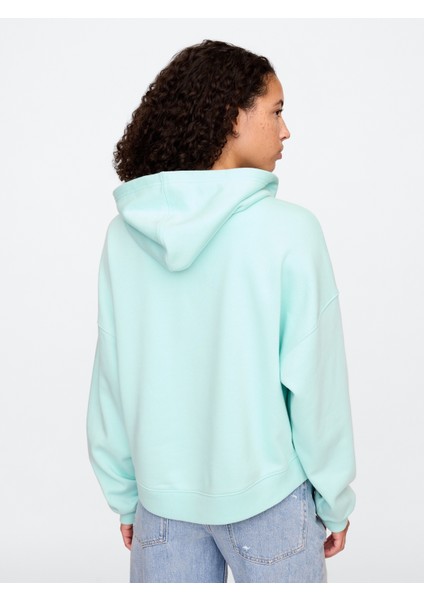 Kadın Açık Mavi Relaxed Gap Logo Fleece Sweatshirt indirimleri