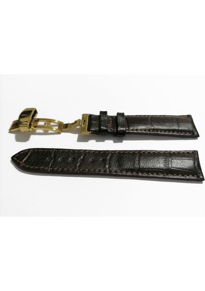 &hertür Saate &uygun Kelebek Toka 24 Mm Koyu Kahve Kordon (187 ) Altın Toka fiyatları