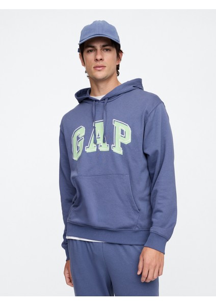 Erkek Mavi Gap Logo Fransız Havlu Kumaş Sweatshirt