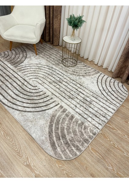 Bej Renkiskandinav Tarzı Lateks Kaymaz Taban Halı