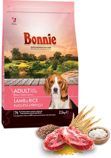 Kuzu Etli ve Pirinçli Yetişkin Köpek Maması 2,5 kg