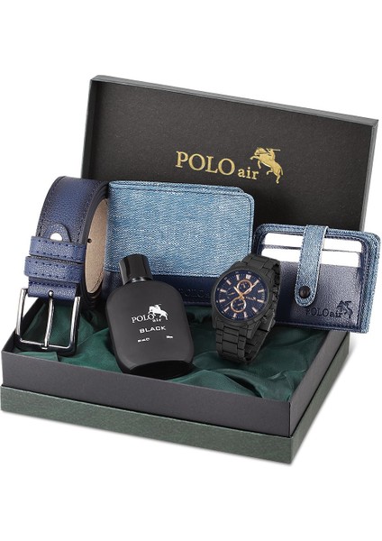Erkek Kol Saati Parfüm Cüzdan Kemer Kartlık Kombin Set PL-0831E7