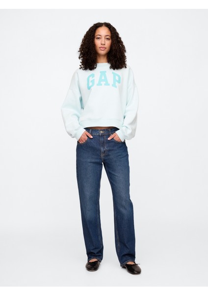 Kadın Mavi Gap Logo Fleece Sweatshirt fırsatları