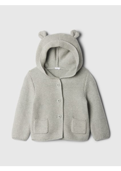 Bebek Gri Brannan Bear Kulak Aplikeli Hırka