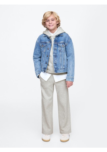 Erkek Çocuk Gri Gap Logo Vintage Soft Baggy Eşofman Altı