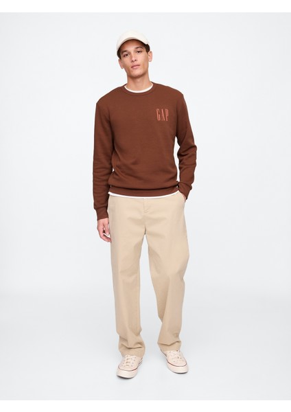 Erkek Kahverengi Gap Logo Fleece Sweatshirt