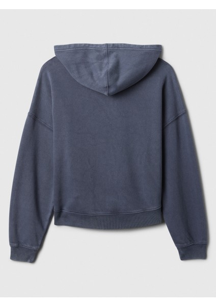 Kadın Koyu Mavi Relaxed Gap Logo Fleece Sweatshirt