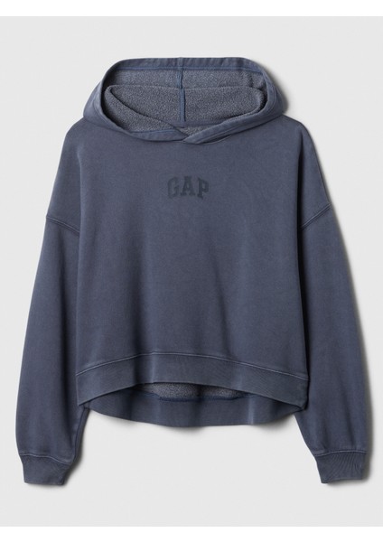 Kadın Koyu Mavi Relaxed Gap Logo Fleece Sweatshirt