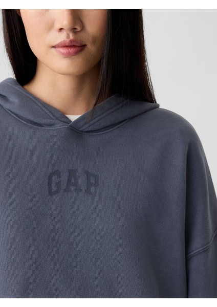 Kadın Koyu Mavi Relaxed Gap Logo Fleece Sweatshirt