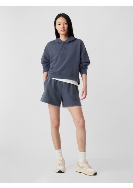 Kadın Koyu Mavi Relaxed Gap Logo Fleece Sweatshirt