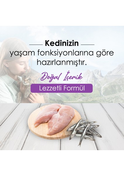 Düşük Tahıllı Hipoalerjenik Tavuklu Hamsili Kısırlaştırılmış Kedi Maması 1,5 kg x 2 Adet