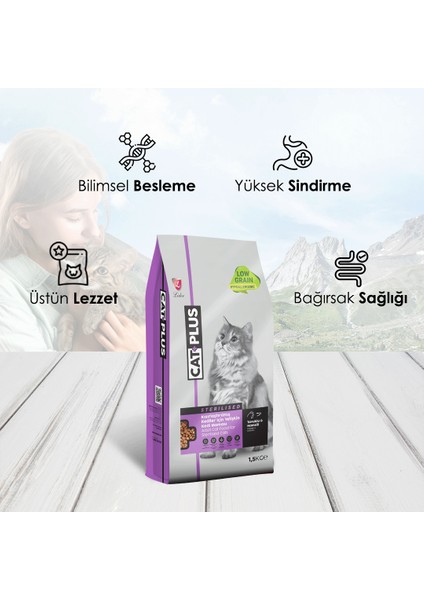 Düşük Tahıllı Hipoalerjenik Tavuklu Hamsili Kısırlaştırılmış Kedi Maması 1,5 kg x 2 Adet
