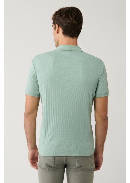 Erkek Su Yeşili 3 Düğmeli Polo Yaka T-shirt Jakarlı Regular Fit A41y1354 fırsatları