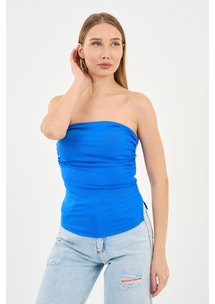 Alexandergardi Yırtmaçlı Straplez Bluz (B24-00226)