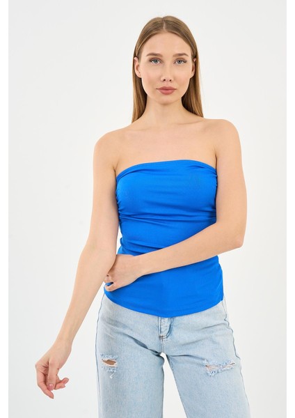 Alexandergardi Yırtmaçlı Straplez Bluz (B24-00226)