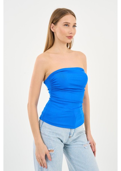 Alexandergardi Yırtmaçlı Straplez Bluz (B24-00226)