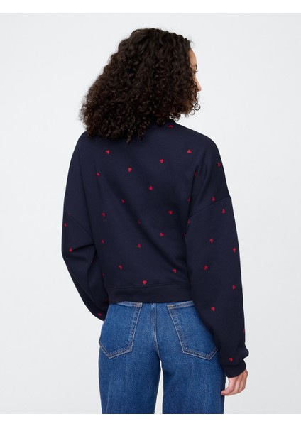 Kadın Lacivert Gap Logo Oversize Fleece Sweatshirt fırsatları