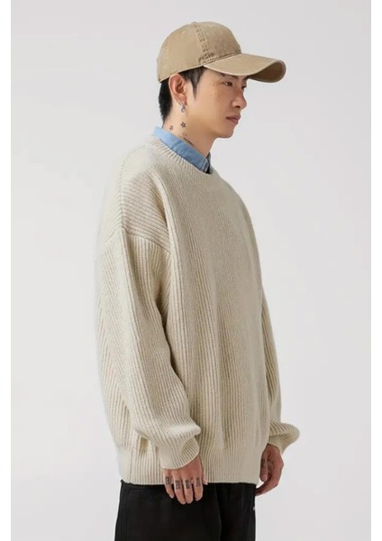 Erkek Bej Bisiklet Yaka Örgülü Triko Kazak fiyatları