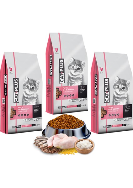 Tavuklu Hamsili Yavru Kedi Maması 1,5 kg x 3 Adet