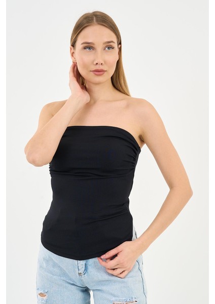 Alexandergardi Yırtmaçlı Straplez Bluz (B24-00226)
