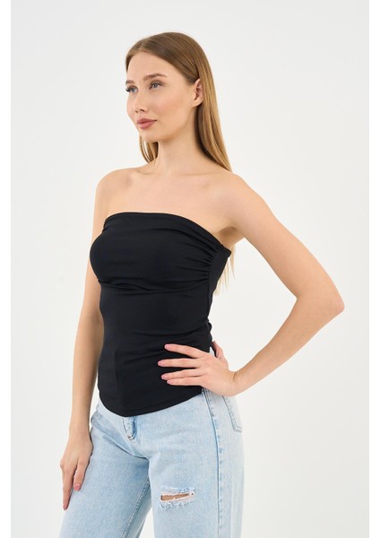 Alexandergardi Yırtmaçlı Straplez Bluz (B24-00226)