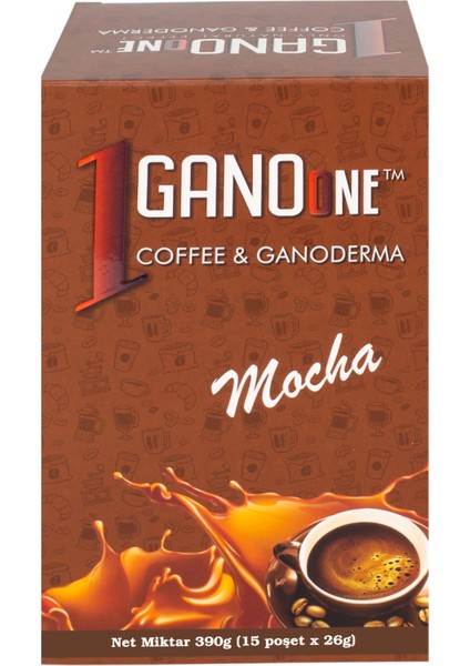 2 Kutu Ganoone Mocha, Ganoderma Reishi Mantarı Özütlü Kahve Karışımı - (30 Poşet x 26g)